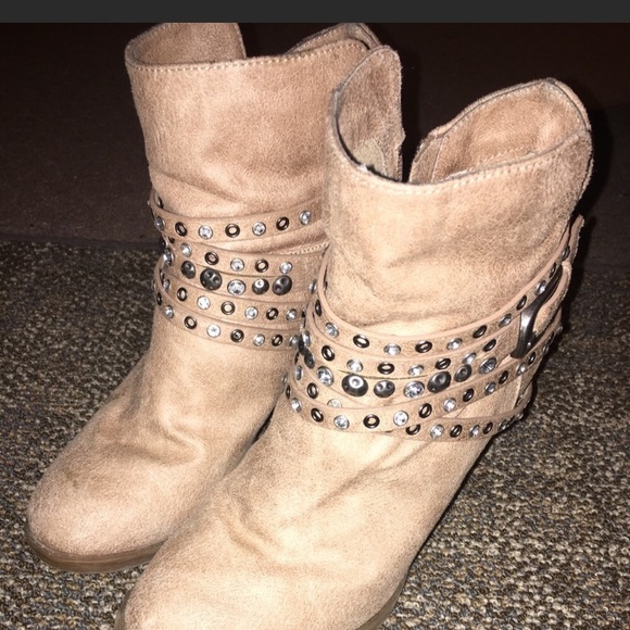 Not Rated Shoes - Not rated brand tan/cream studded ankle booties